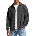 thumbnail image 1 of OIOLOYJM Mens Shirts Solid Formal Business Long Sleeve Waffle Knit Shirts Regular Button Down Blouses Classic Lapel T shirt Black L, 1 of 4