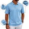 thumbnail image 1 of OIOLOYJM Mens Short Sleeve Polo Shirts Quick Dry Casual Lightweight Work Golf Shirts Breathable Classic Fit Soft Workout T-Shirt Light Blue S, 1 of 8