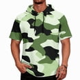 thumbnail image 1 of OIOLOYJM Mens Sun Protection Shirts Quick Dry Lightweight Uv Protection Rash Guard Camo Short Sleeve Hoodies Summer Running Outdoor Fishing Hooded T Shirts Dark Green 3XL, 1 of 5