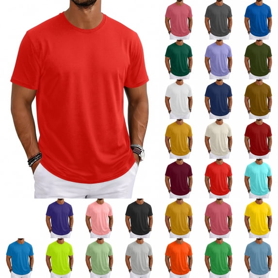 OIOLOYJM Mens T Shirts Casual Short-Sleeve Crewneck Tee Shirts Basic Quick Dry Athletic Pullover Red 3XL