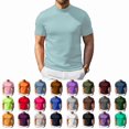 thumbnail image 1 of OIOLOYJM Mens T-Shirts Casual Short Sleeve Slim Fit Muscle Gym Workout Crew Neck Shirts Basic Lightweight Quick Dry Breathable Athletic Tees Sky Blue M, 1 of 7
