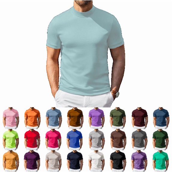 OIOLOYJM Mens T-Shirts Casual Short Sleeve Slim Fit Muscle Gym Workout Crew Neck Shirts Basic Lightweight Quick Dry Breathable Athletic Tees Sky Blue M