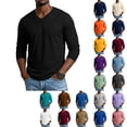thumbnail image 1 of OIOLOYJM Mens T-Shirts Long Sleeve Cotton V-Neck Casual Basic Thermal Sweatshirt Soft Breathable Gym Athletic Running Workout Tops Black M, 1 of 5