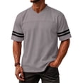 thumbnail image 1 of OIOLOYJM Mens T-Shirts V Neck Short Sleeve Soft Cotton Casual Tees Summer Basic Breathable Workout Tops Light Gray L, 1 of 3