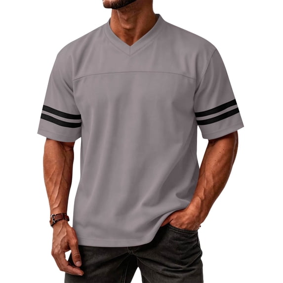 OIOLOYJM Mens T-Shirts V Neck Short Sleeve Soft Cotton Casual Tees Summer Basic Breathable Workout Tops Light Gray L
