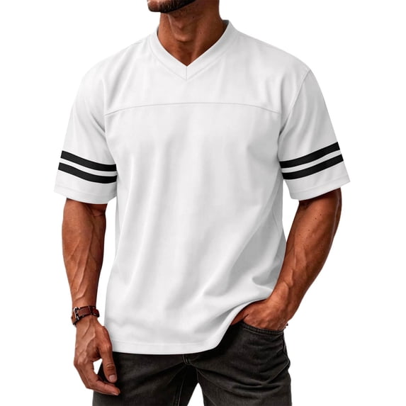 OIOLOYJM Mens T-Shirts V Neck Short Sleeve Soft Cotton Casual Tees Summer Basic Breathable Workout Tops White L