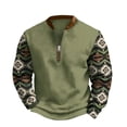 thumbnail image 1 of OIOLOYJM Mens Western Pullover Quarter Zip Oversized Fashion Soft Sweatshirt Retro Stand Collar Long Sleeve Sweater Light Green 2XL, 1 of 3