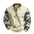 thumbnail image 1 of OIOLOYJM Mens Western Pullover Quarter Zip Oversized Fashion Soft Sweatshirt Retro Stand Collar Long Sleeve Sweater White 2XL, 1 of 3