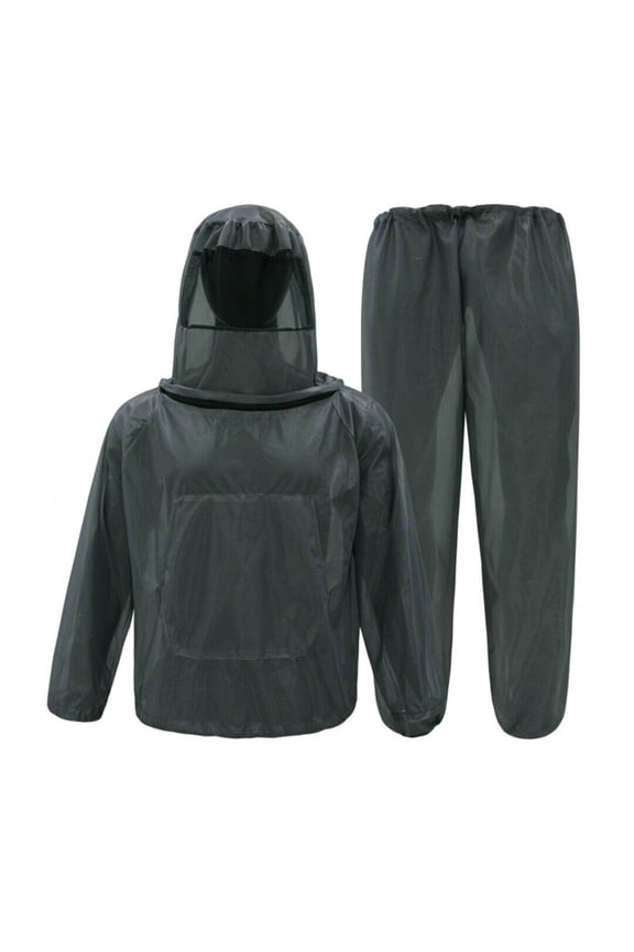 Mosquito Net Suit for Women Men Plain Mesh Breathable Foldable Quick Dry Fishing Hiking Bug Net Suit for Outdoor Protection Garden Camping with Pockets Gray M