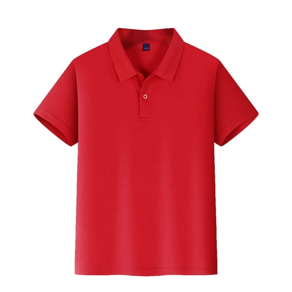OIOLOYJM Polo Shirt for Unisex Short Sleeve Regular Fit Classic School Uniform Solid Dressy Casual Soft 3 Button Collared T Shirts Red 8-9 Year