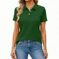 thumbnail image 1 of OIOLOYJM Polo Shirts for Women Business Short Sleeve Tennis Golf Shirt Lightweight Collared Work Athletic Tops Moisture Wicking Button Down T Shirt Dark Green L, 1 of 5