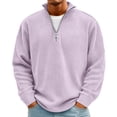 thumbnail image 1 of OIOLOYJM Quarter Zip Pullover Men Long Sleeve Mockneck Polo Shirts Stand Collar Vintage Retro Spring Sweatshirt Casual Cozy Soft Outfits Purple 5XL, 1 of 6