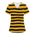 thumbnail image 1 of OIOLOYJM Scrub Tops for Women 2026 Casual V Neck Short Sleeve Striped Scrubs Cotton Stretchy T-Shirts Durable Clothes with Pockets Light Brown 5XL, 1 of 4