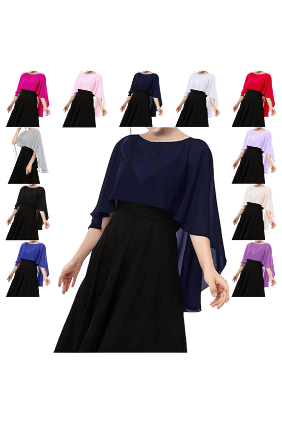 Shawls for Womens Dressy Casual Wedding Chiffon Sheer Wrap Shawl Navy One Size