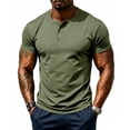 thumbnail image 1 of OIOLOYJM Short Sleeve Henley Shirt for MenMesh Lightweight Breathable Athletic Work T-Shirts Casual Basic Summer Running Gym Workout Tee Shirt Army Green 3XL, 1 of 4