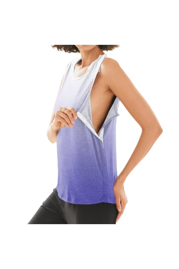 Shoulder Surgery Shirts for Women Side Snap Access Comfortable Arm Chest Recovery Tear Away Tank Tops Gradient Breathable Lightweight Adaptive Rotator Cuff Sleeveless Shirts Purple M
