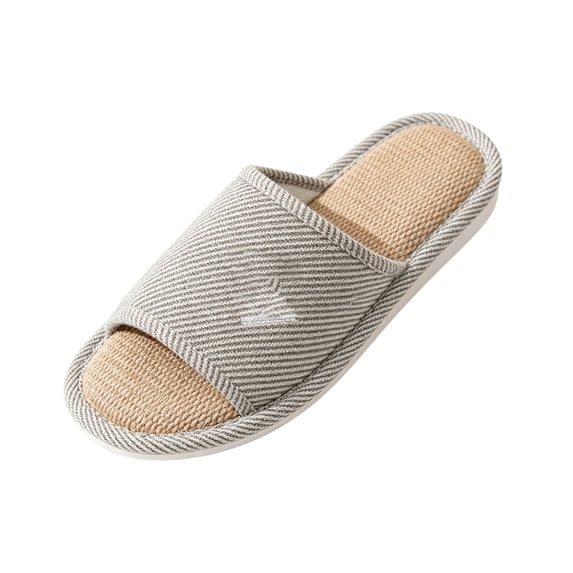 OIOLOYJM Slide Slippers for Women Linen Sole Open-Toe Non-Slip Indoor Outdoor House Shoes Comfortable Slip-On Soft Home Shoes Coffee 38-39(USWomen/7-7.5)