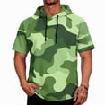 thumbnail image 1 of OIOLOYJM Sun Protection Shirts for Men Quick Dry Lightweight Uv Protection Rash Guard Camo Short Sleeve Hoodies Summer Hiking Outdoor Fishing Clothes Dark Green L, 1 of 5