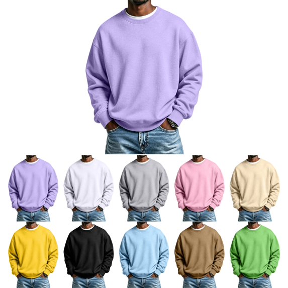 OIOLOYJM Sweatshirts for Men Long Sleeve Casual Crew Neck Loose Fit Gym Athletic Pullover Stylish Warm Clothes
