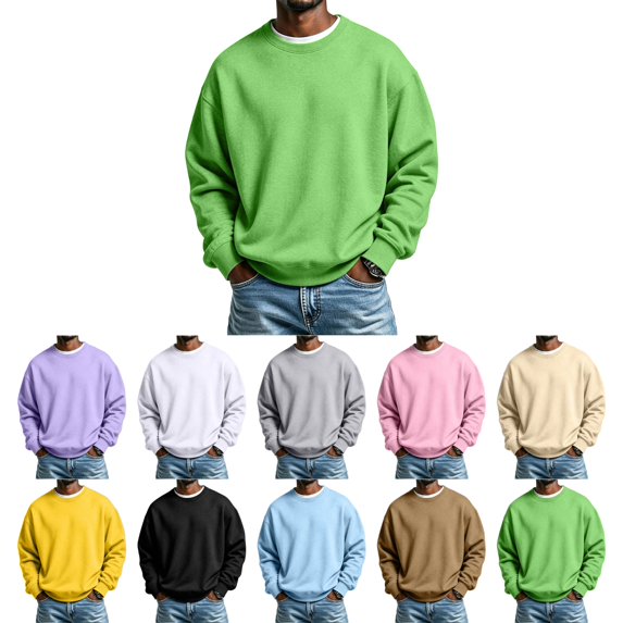 OIOLOYJM Sweatshirts for Men Long Sleeve Casual Crewneck Relaxed Fit Gym Athletic Sweatshirts Retro Classic Comfortable Soft Clothes