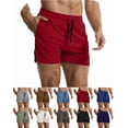 thumbnail image 1 of OIOLOYJM Swim Trunks Men 5 Inch Mesh Quick Dry Drawstring Waist Gym Running Board Shorts Lightweight Breathable Athletic Bathing Suit Red L, 1 of 6