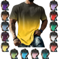 thumbnail image 1 of OIOLOYJM T-Shirts For Men Gradient Crew Neck Short Sleeve Summer Casual Tees Tops Loose Fit Breathable Basic Athletic T Shirt Yellow XL, 1 of 5
