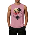 thumbnail image 1 of OIOLOYJM Tank Tops for Men Hawaiian Beach Palm Tree Sleeveless Shirts Cotton Muscle Fit Workout Tank Tops Pink L, 1 of 4