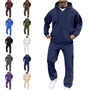 OIOLOYJM Tracksuits Mens Casual Workout Long Sleeve Zip Up Hooded Sweatshirt and Cargo Drawstring Sweatpants 2 Piece Warm Track Suits Navy 2XL