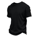 thumbnail image 1 of OIOLOYJM Waffle Knit Shirts for Men Short Sleeve Pullover Crewneck Ribbed Texture Tops Vintage Loose Lightweight Summer Workout Clothes Black 5XL, 1 of 4