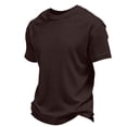 thumbnail image 1 of OIOLOYJM Waffle Knit Shirts for Men Short Sleeve Pullover Crewneck Ribbed Texture Tops Vintage Loose Lightweight Summer Workout Clothes Coffee 4XL, 1 of 4