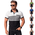 thumbnail image 1 of OIOLOYJM Waffle Polo Shirts for Men Casual Short Sleeve Striped Button Pocket Golf Shirts Business Muscle Fit T-Shirts Summer Workout Clothes White S, 1 of 8