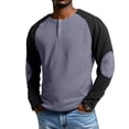 thumbnail image 1 of OIOLOYJM Waffle Shirts for Men Casual Henley Workout Golf Shirts Long Sleeve Knit T-Shirt Cozy Thermal Soft Warm Button Pullover Tops Dark Gray S, 1 of 5