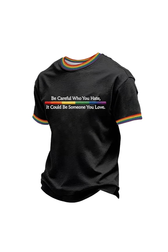 We the People Means Everyone Shirt for Men Pride Usa Shirts Equality Short Sleeve Crew Neck Clothing Black M
