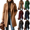 thumbnail image 1 of OIOLOYJM Winter Coats for Women Casual Double Breasted Long Jacket Formal Warm Comfortable Office Wool Work Overcoat Camel L, 1 of 5