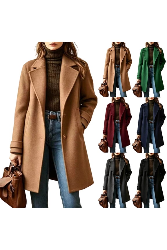Winter Coats for Women Casual Double Breasted Long Jacket Formal Warm Comfortable Office Wool Work Overcoat Camel M