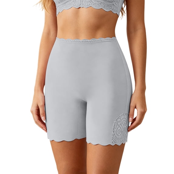 OIOLOYJM Women's High Waisted Slip Shorts Anti Chafing Cooling Under Dress Shorts Lace Edge Casual Ultra Stretch Yoga Safety Shorts Light Gray