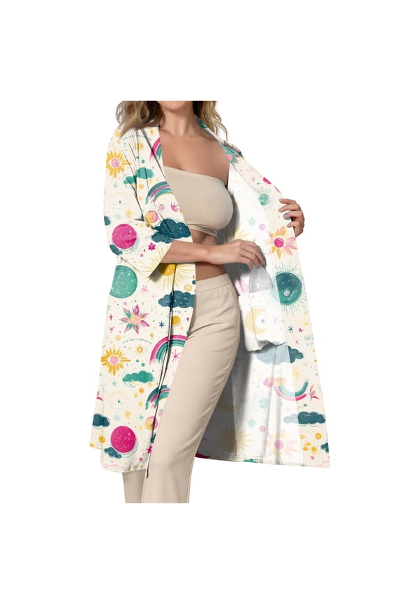 Women's Post Surgery Mastectomy Robe with Internal Drain Pockets Comfortable Soft 3/4 Sleeve Pajama Dress Shirt Warm Loose Sleeping Recovery Housecoat Beige 2XL