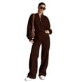 thumbnail image 1 of OIOLOYJM Womens Casual Two Piece Sets Spring 2026 Outfits Full Zip Sweatshirts Drawstring Straight Leg Pants Sweatsuits Tracksuit Coffee S, 1 of 4