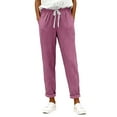 thumbnail image 1 of OIOLOYJM Womens Corduroy Pants Casual Mid Waist Pants Elastic Waistband Straight Leg Baggy Trousers Soft Comfy Sweatpants with Pockets Hot Pink XL, 1 of 4