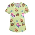 thumbnail image 1 of OIOLOYJM Womens Easter Scrub Tops 2026 Cute Stretchy Bunny Eggs Print Tops Short Sleeve V Neck Nursing Shirts Holiday Oversized Working Uniform with Pockets Light Blue 4XL, 1 of 5