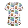 thumbnail image 1 of OIOLOYJM Womens Easter Scrub Tops Funny Stretch Bunny Eggs Print Tops Short Sleeve V Neck Shirt Casual Plus Size Workwear Uniforms with 2 Pockets Hot Pink 4XL, 1 of 6