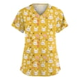 thumbnail image 1 of OIOLOYJM Womens Easter Scrub Tops Happy Medical Bunny Print Tops Short Sleeve V Neck Shirt Soft Oversized Workwear Uniforms with 2 Pockets Yellow L, 1 of 5