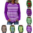 thumbnail image 1 of OIOLOYJM Womens Long Sleeve Shirts Crew Neck Striped Casual Basic Relaxed Fit Tops Fall Winter Stylish Cozy Lounge Blouses, 1 of 5