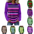 thumbnail image 1 of OIOLOYJM Womens Long Sleeve Tops Crewneck Striped Casual Basic Relaxed Fit Tops Fall Fashion Cozy Lounge Outfits, 1 of 5
