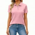 thumbnail image 1 of OIOLOYJM Womens Polo Shirts Casual Short Sleeve Golf Shirt Lightweight Collar Workout Tops Moisture Wicking Button Down Outfits Pink 3XL, 1 of 5