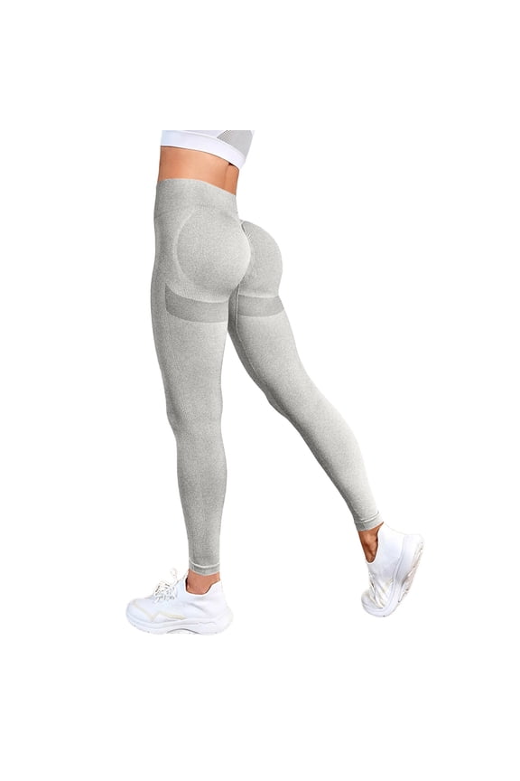 Womens Seamless Leggings High Waisted Tummy Control Yoga Pants Butt Lifting Workout Booty Tights White S