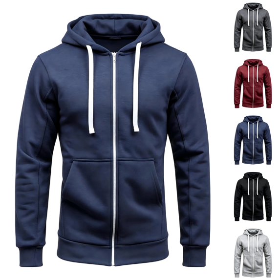 OIOLOYJM Zip Up Hoodie Men Casual Long Sleeve Slim Fit Running Workout Hooded Sweatshirts Classic Basic Athletic Outdoor Dailywear Pockets