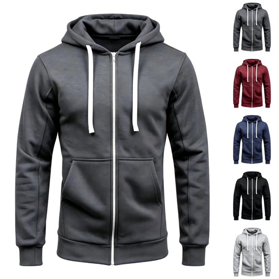 OIOLOYJM Zip Up Hoodie Men Casual Long Sleeve Slim Fit Running Workout Hooded Sweatshirts Classic Basic Athletic Outdoor Dailywear Pockets
