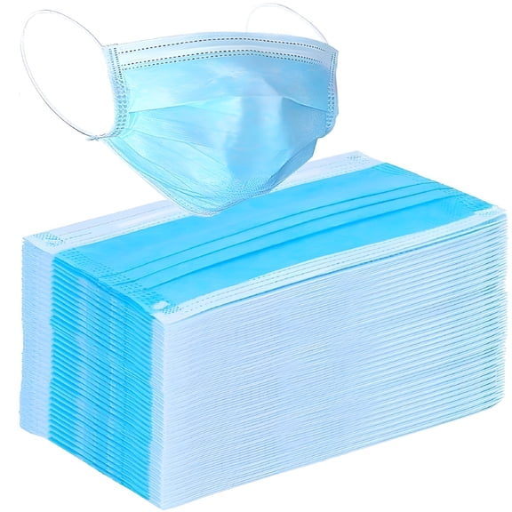 OITY 100 Pcs Blue Disposable 3 Ply Earloop Face Masks,Fit for Adults
