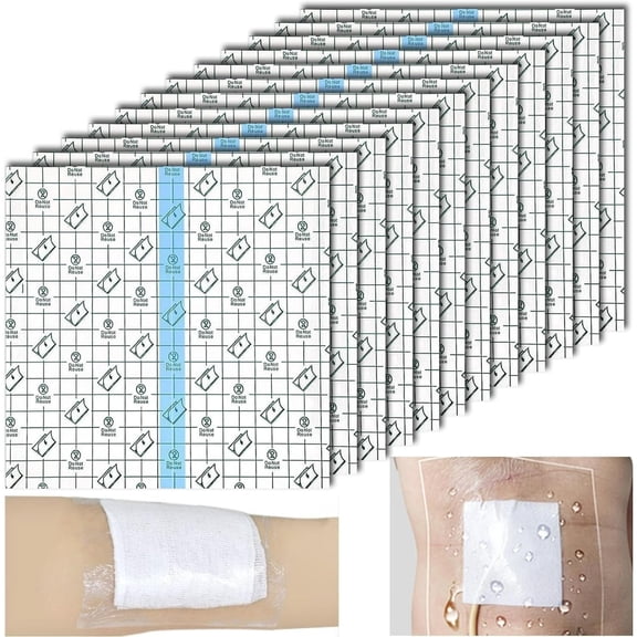 OITY 10Pcs Shower Covers,Picc Line Shower Cover Stitches Wound Bandage Shower Protector for Knee Replacement Hip Surgery Showering After Surgery,12 X 10Inch